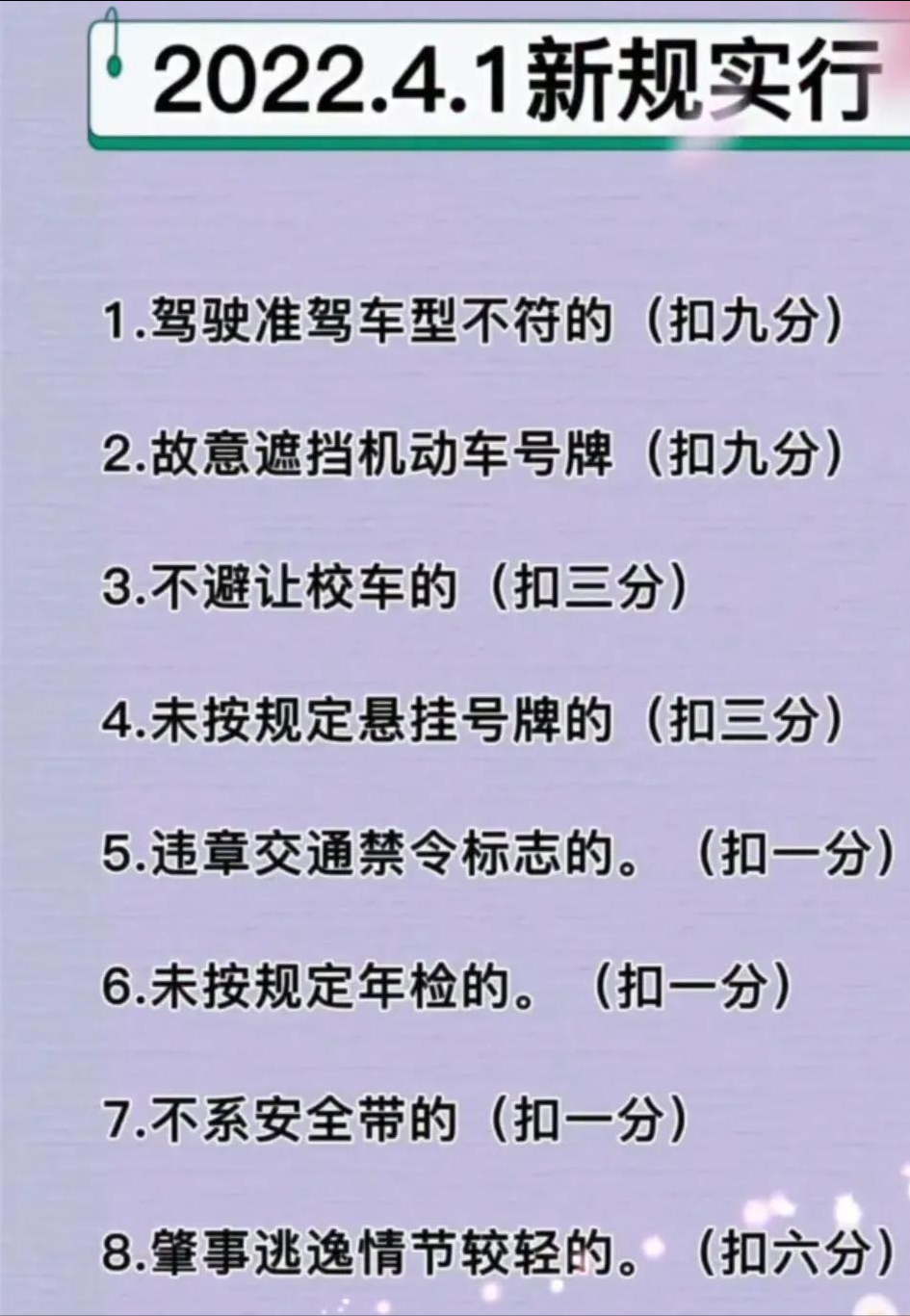 明确了，4月1号起，驾照扣分迎来重大调整，扣分有加有减