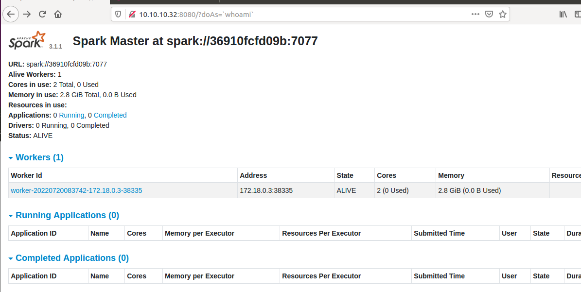 CVE-2022-33891 Apache spark shell 命令注入漏洞复现