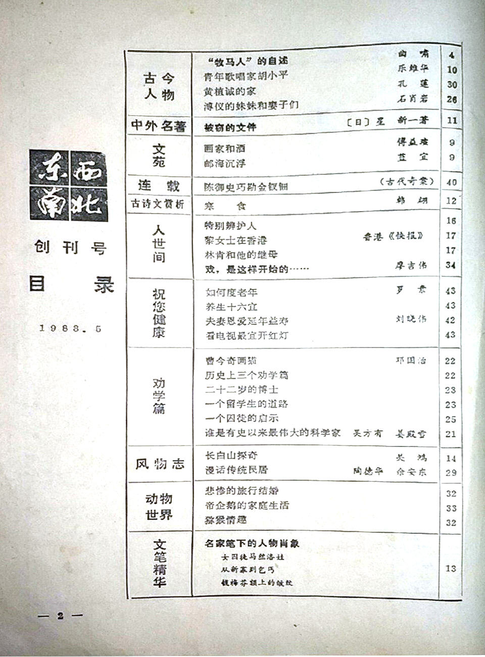 创刊号｜1983年5月创刊的《东西南北》文摘月刊