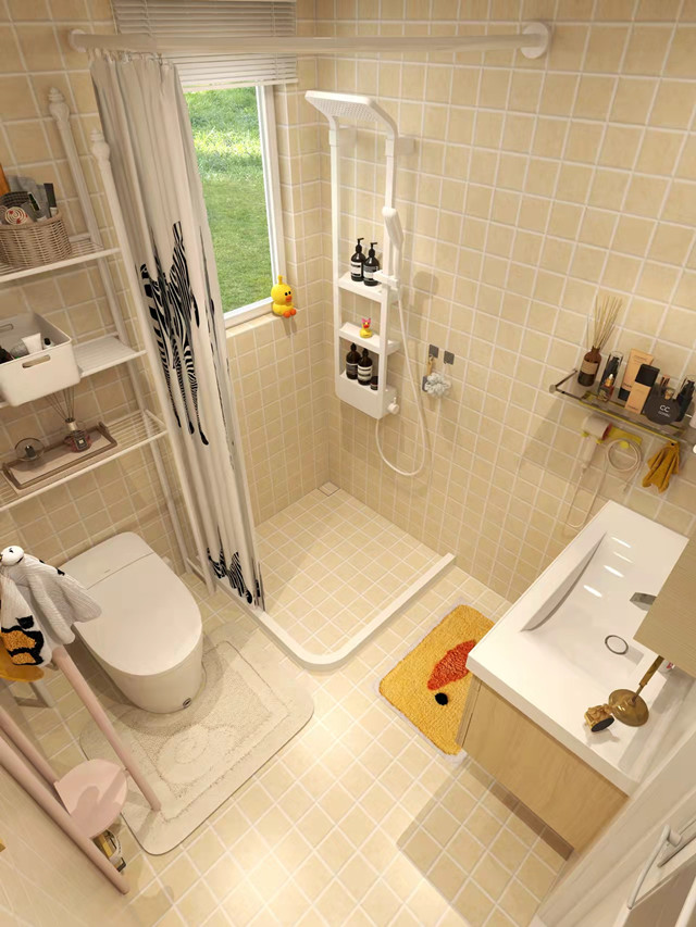 1,卫浴设备卫生间常见的卫浴设备有洗手台,地漏,浴室柜,花洒,淋浴房