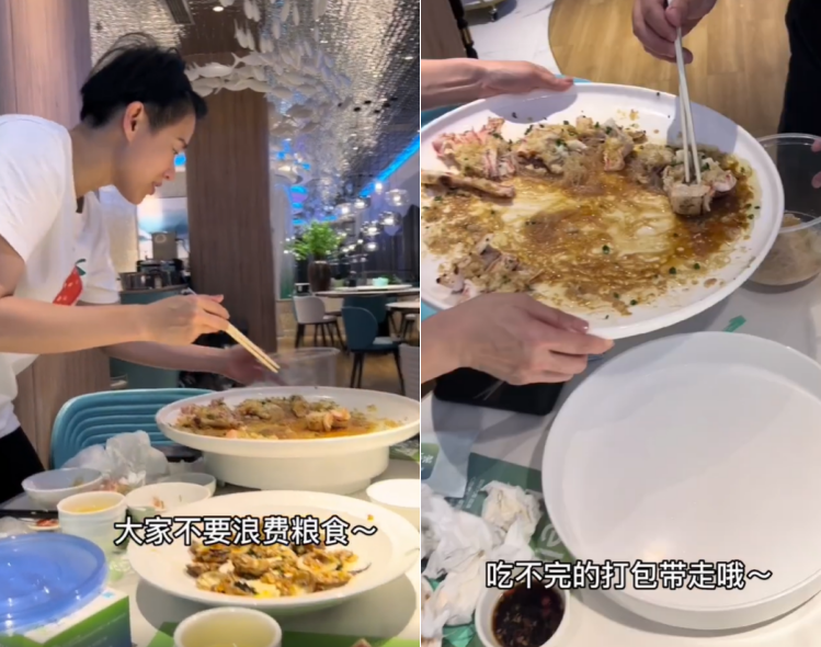 胡杏儿素颜吃海鲜大餐，碗里螃蟹比脸还大，主动打包剩菜毫无架子