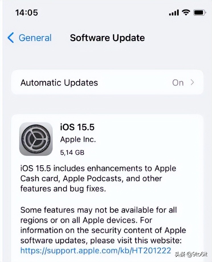 苹果发布 iOS 15.5 RC版 改进和修复一些错误