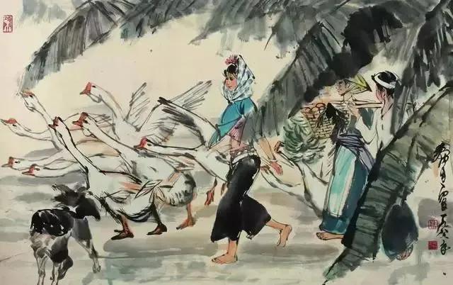 水中花白鹅，诗画溢欢歌：“白鹅”诗词20首，国画白鹅46幅