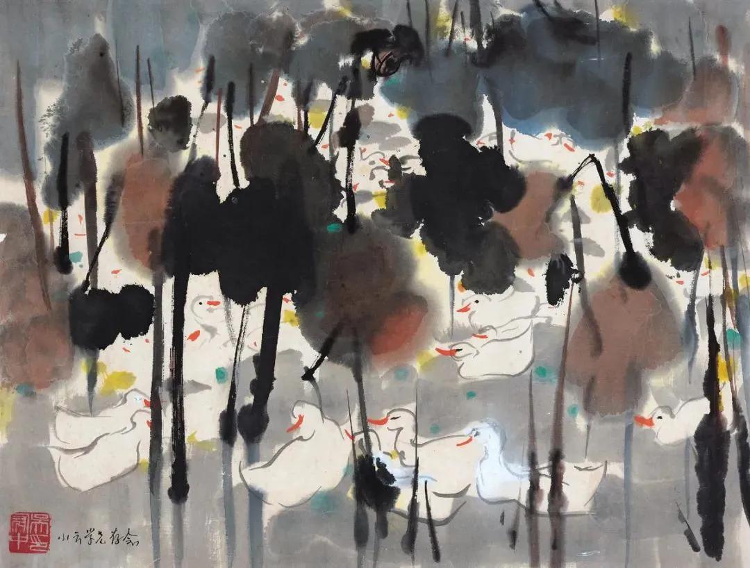 水中花白鹅，诗画溢欢歌：“白鹅”诗词20首，国画白鹅46幅