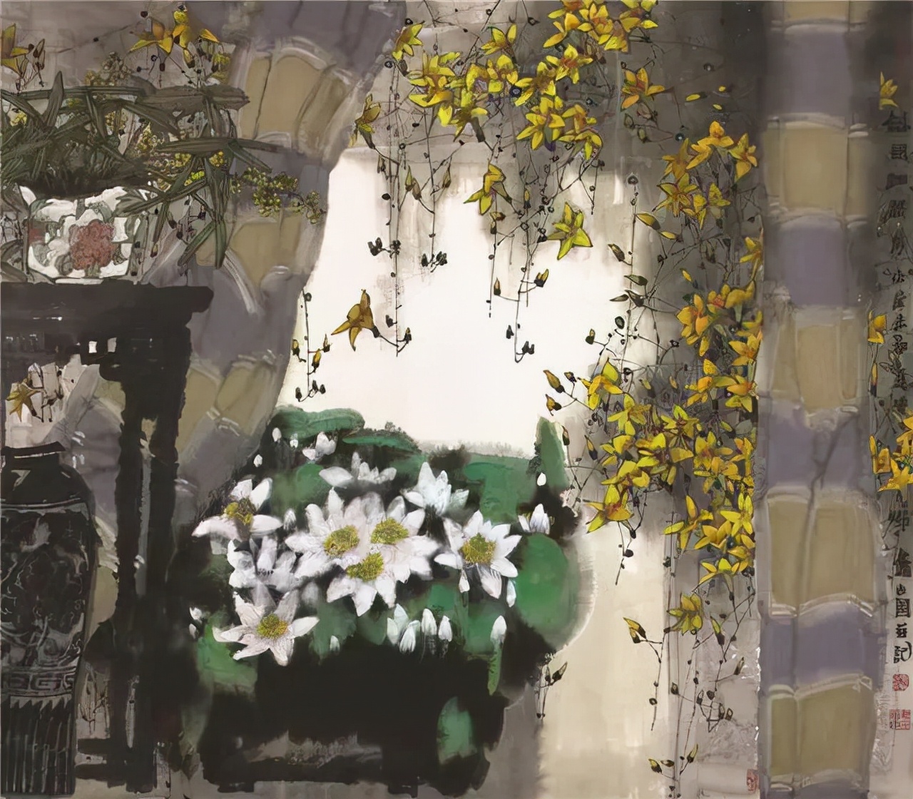 意境清远，笔墨雅洁的花鸟画