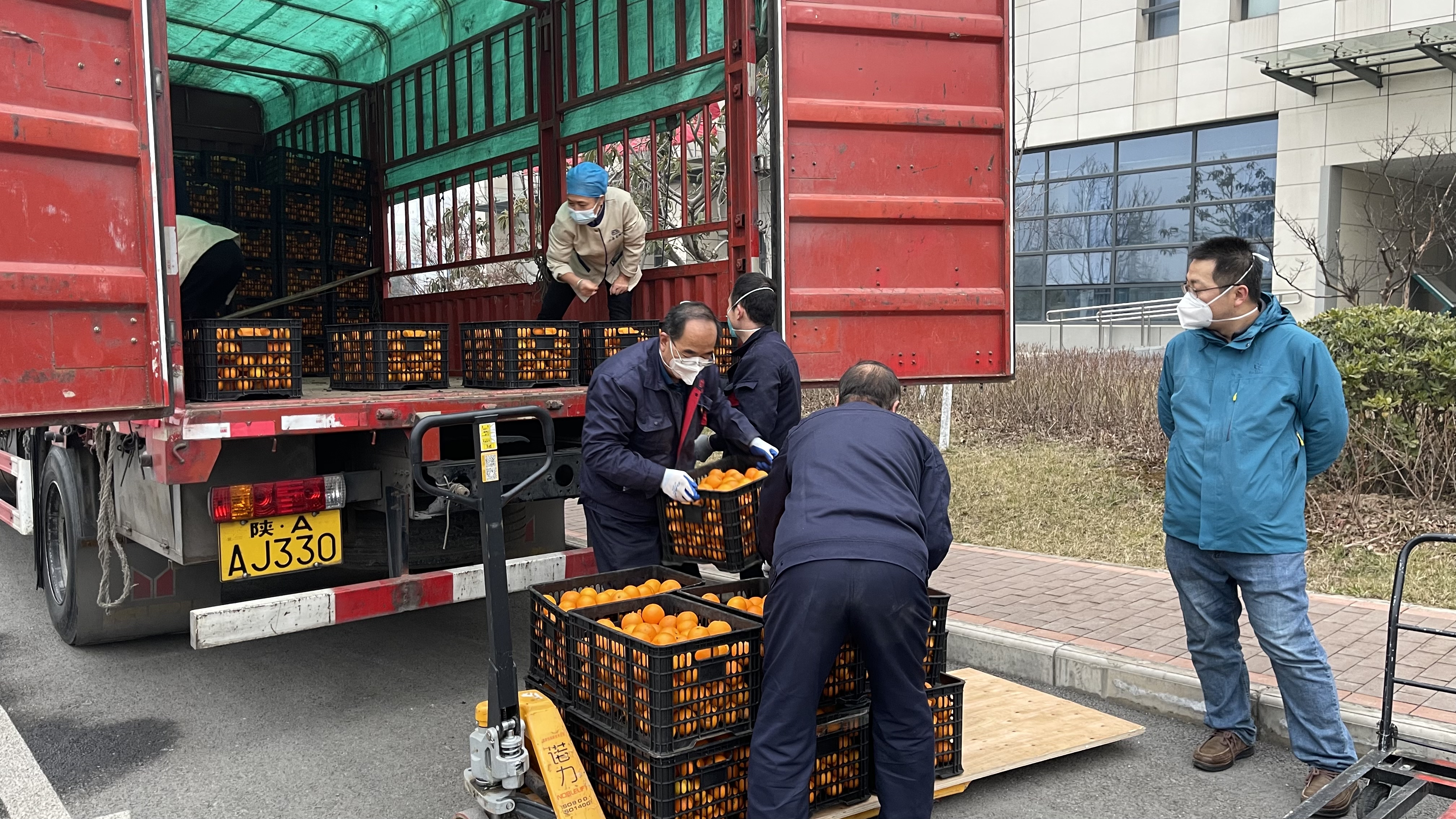 陕西农业品牌网、陕西绿农商贸公司为一线医护和新闻工作者送水果