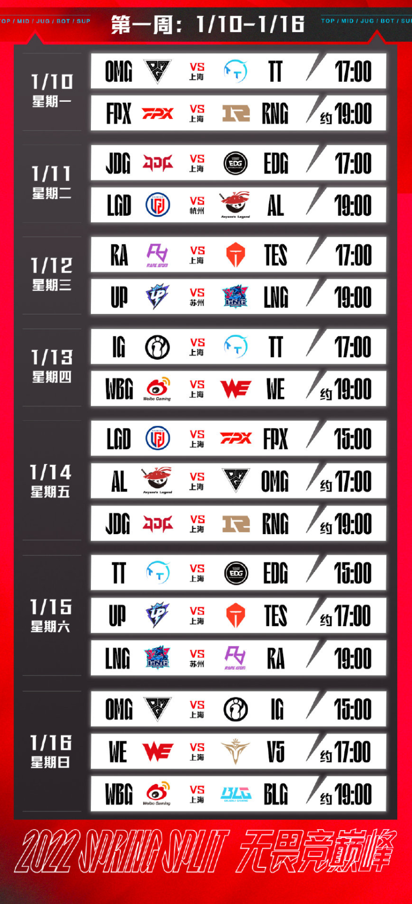 2022 LPL 春季赛到来，上海主场首场比赛 1 月 4 日 14:00 开票