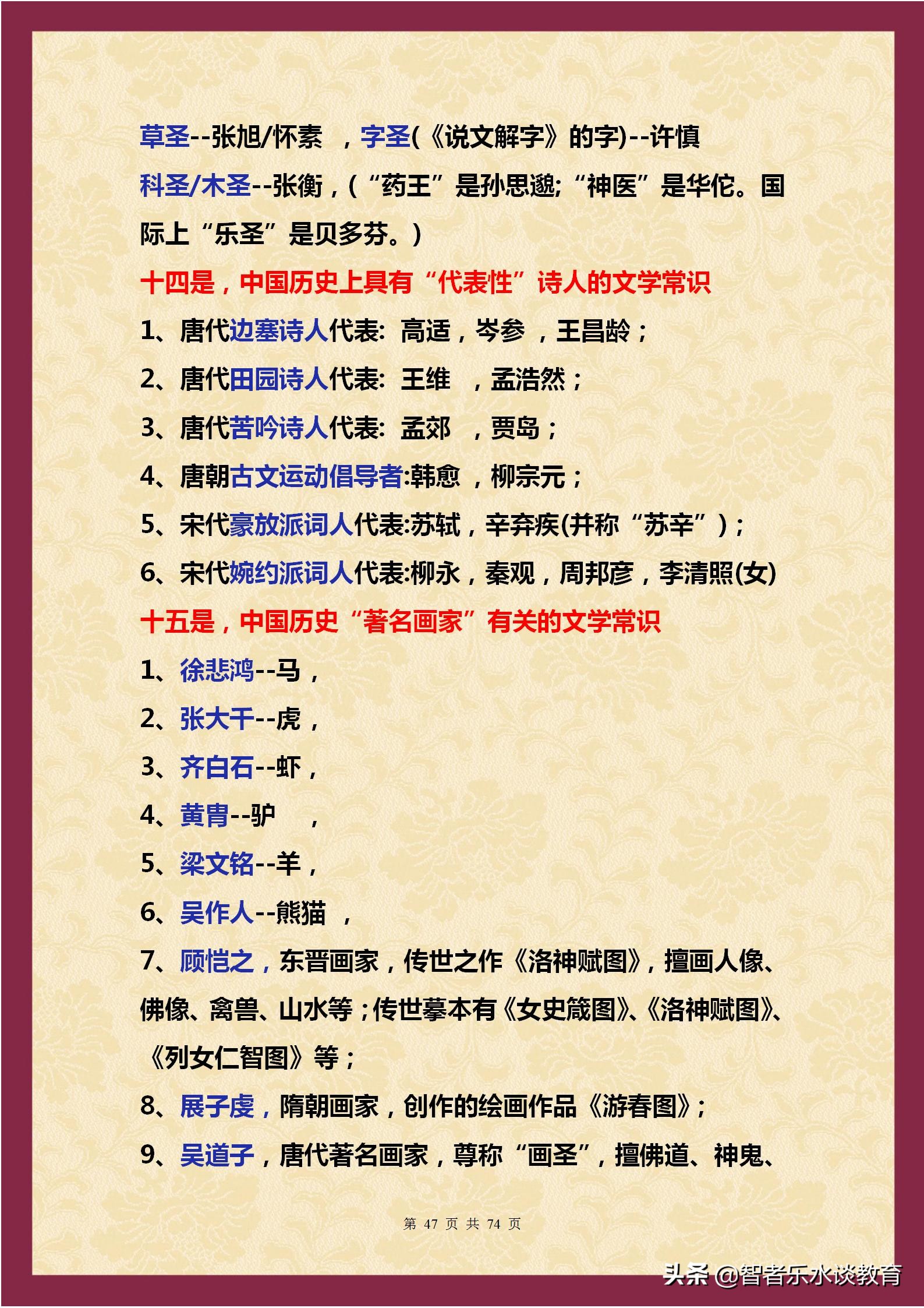 1500个文学常识大合集！涵盖我国5000年历史（精编完整打印版）