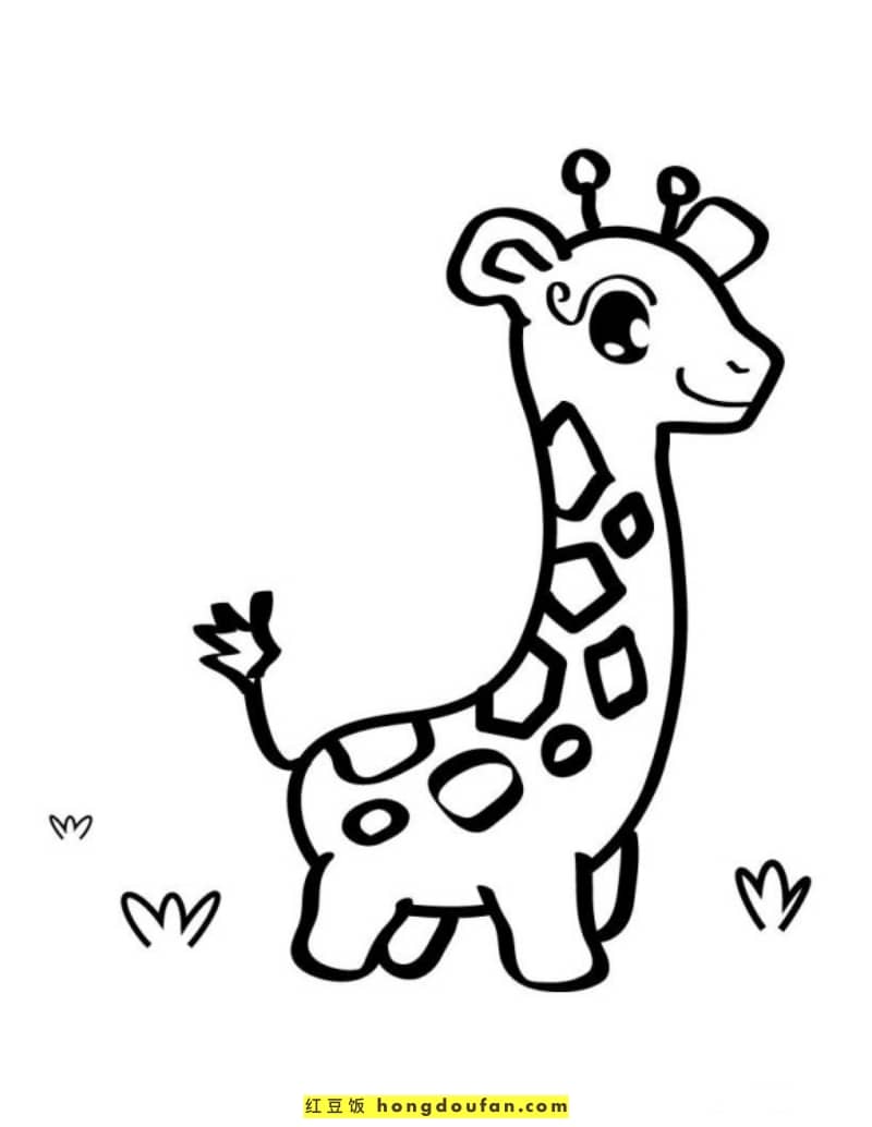 11张优雅迷人的卡通长颈鹿儿童填色简笔画
