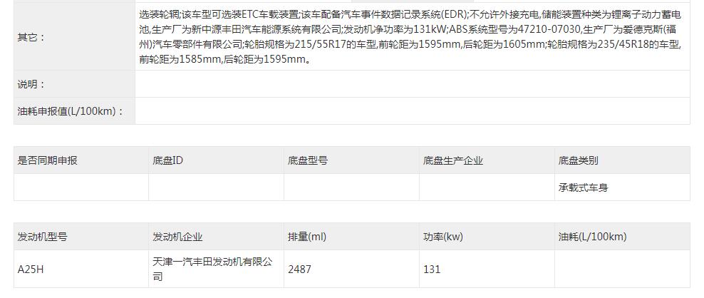 外观细节小幅度修改，新款一汽丰田亚洲龙申报信息曝光