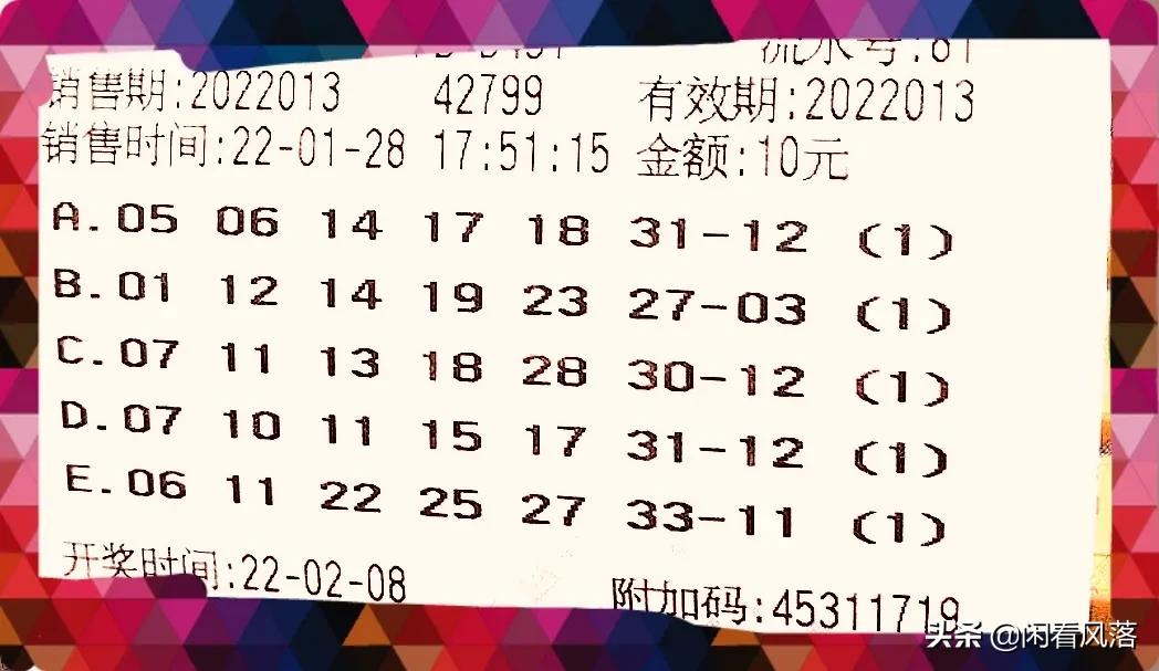 22013期双色球经典杀号依然是12个号码，顺便欣赏六张实票