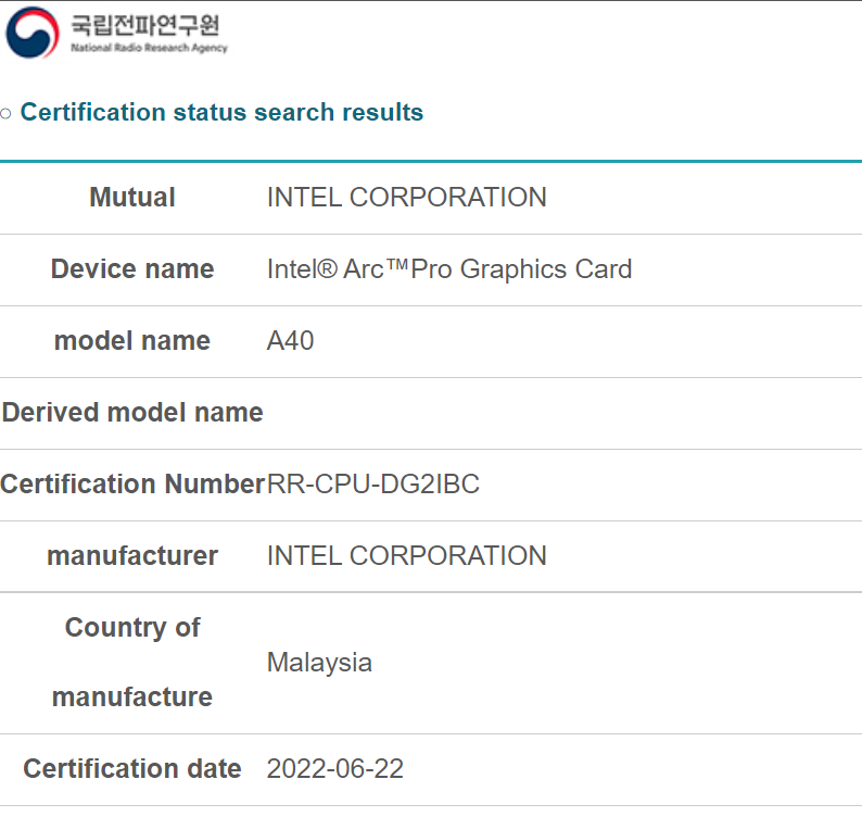 英特尔锐炫专业显卡 A40 Pro 曝光，用于桌面工作站