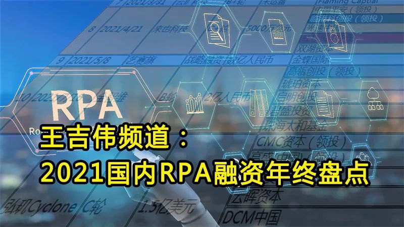 2021国内RPA融资年终盘点：15家厂商融资总额破34亿，估值超220亿