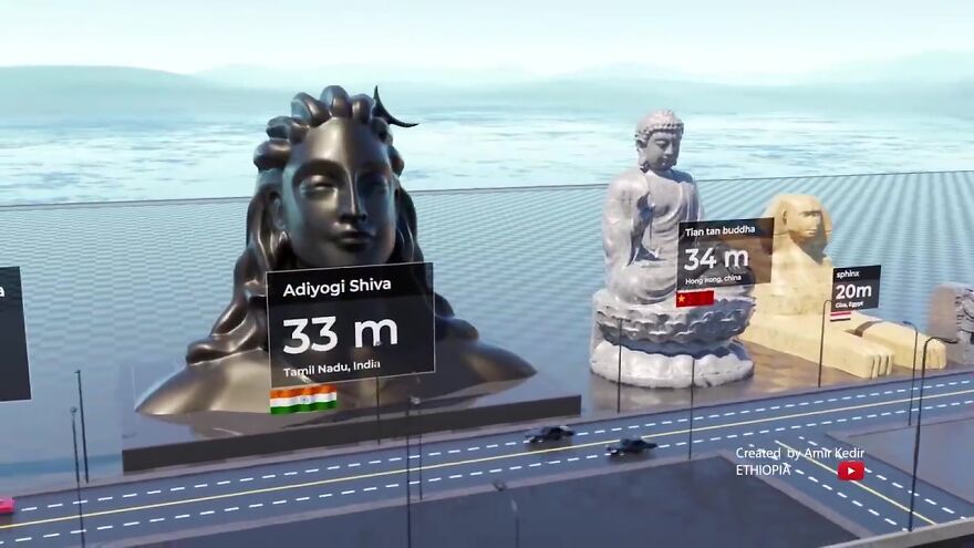 25个世界地标雕像高度对比照，7个在中国，不比不知道一比吓一跳