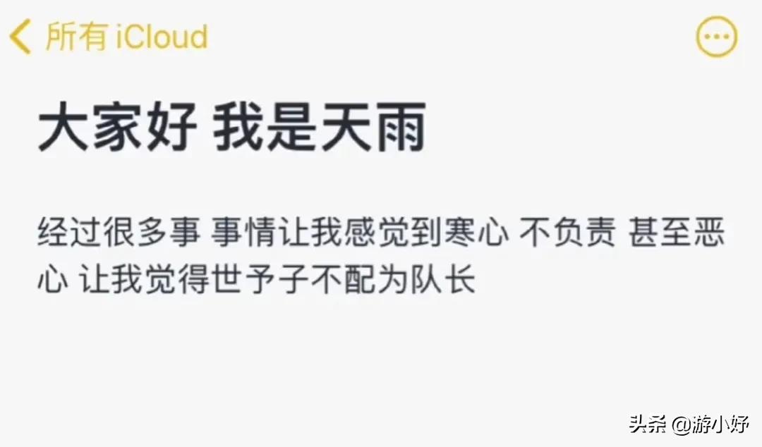 王者荣耀浪队发生内讧，天雨携号直接跑路，发帖斥责世予子太恶心