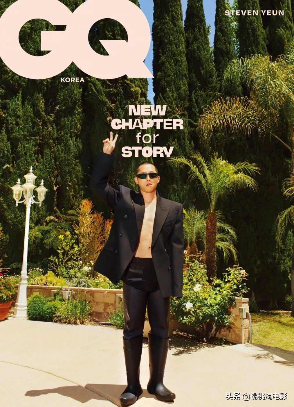 韩裔演员史蒂文·元《GQ》封面大片，帅气板寸痞气十足