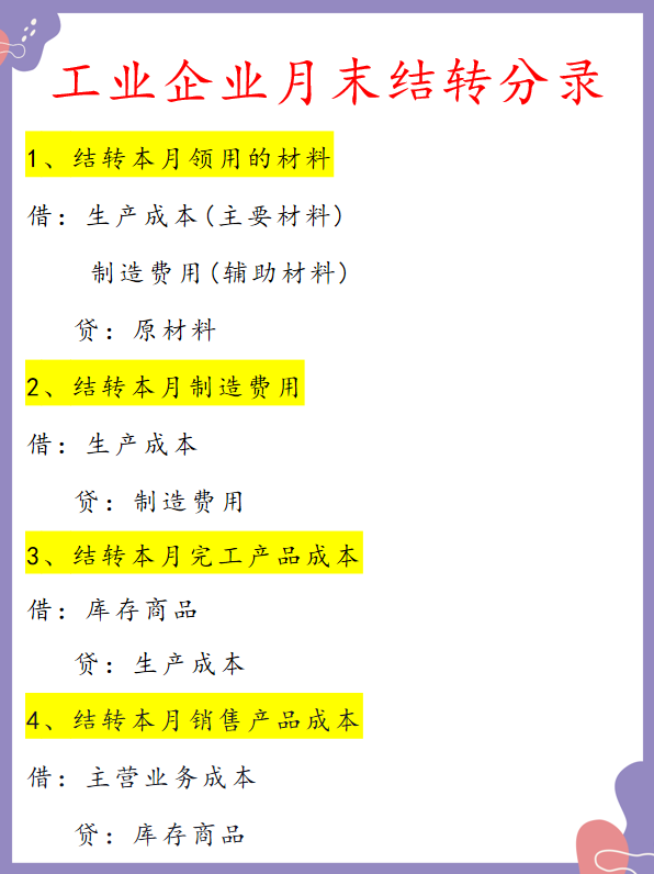 老会计不会主动讲，月末结转，看这些分录就够了