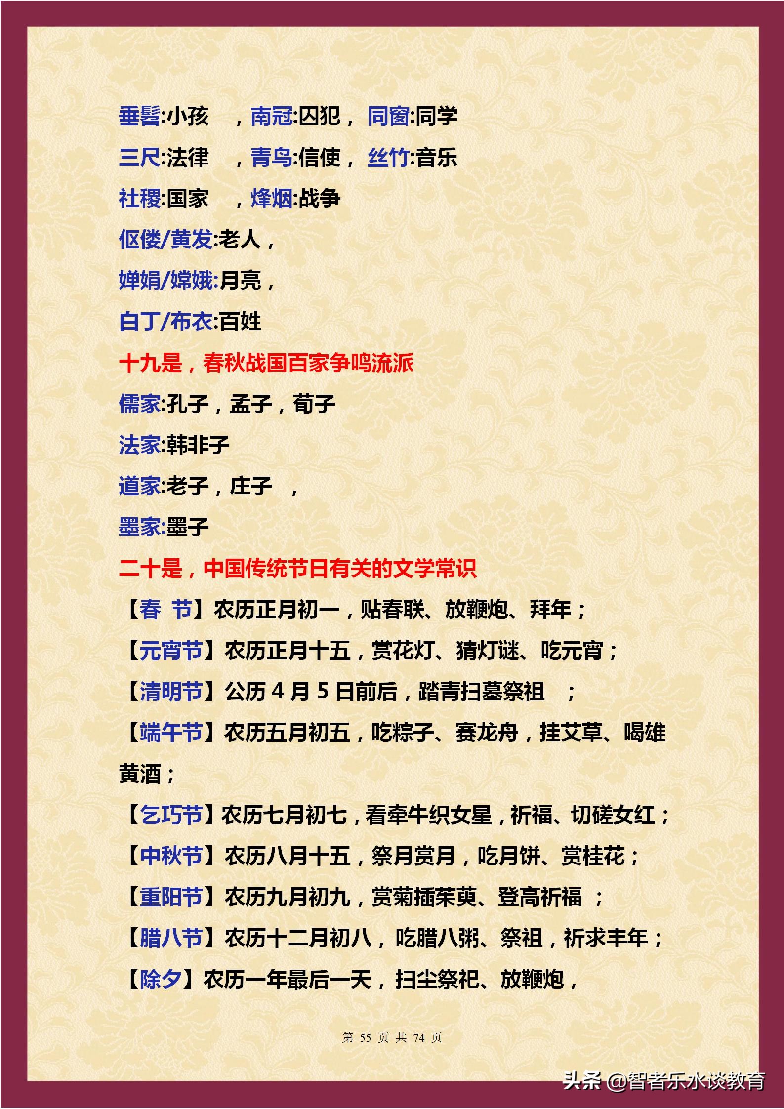 1500个文学常识大合集！涵盖我国5000年历史（精编完整打印版）