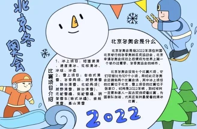 美国奥运会小报有哪些(简单漂亮的2022北京冬奥会手抄报模板，含文字内容，可收藏备用)