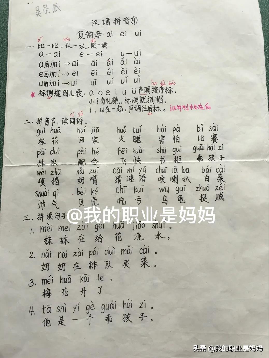 一年级语文上册：拼音 字 词 句 看图写话 重点 难点 易错点 考点 详细汇总