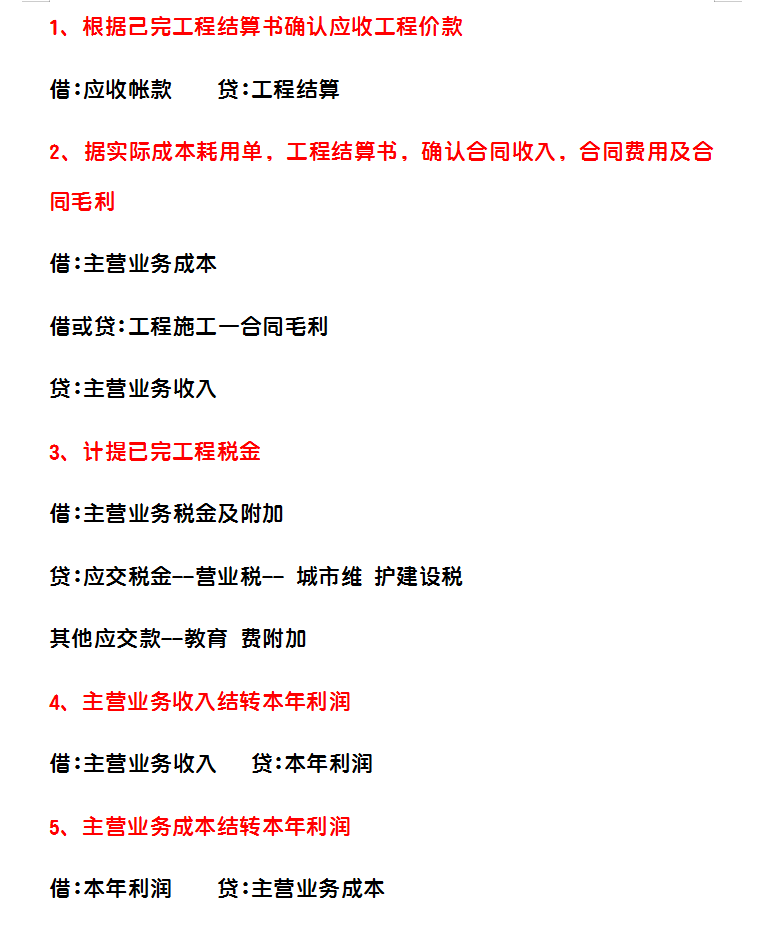 建筑行业会计的“敲门砖”：建筑会计分录和科目表，及73笔案例