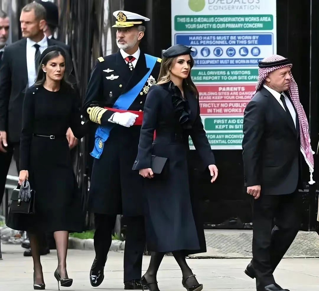 英女王葬礼上的“各国最美王后”！蒙黑纱穿黑衣高冷迷人，成焦点