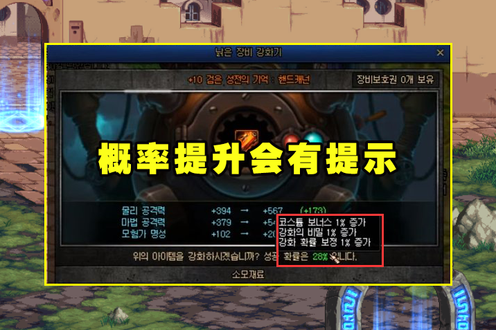 DNF：12.2强化增幅概率曝光！机器提示成功数值，药剂称号均加算