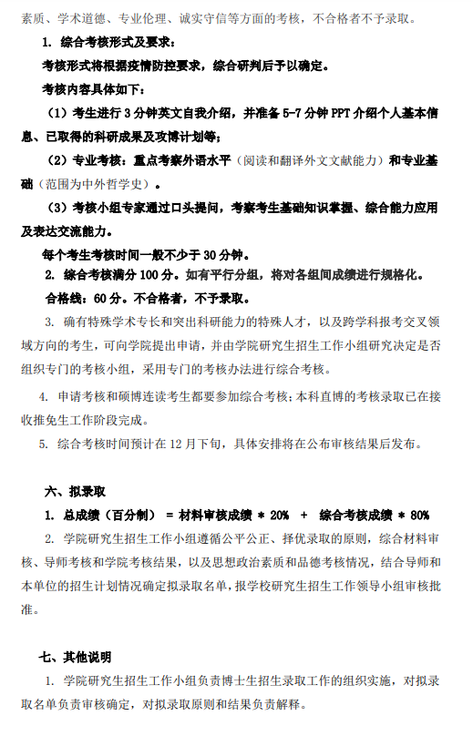 知点考博：东南大学人文学院22年全日制博士研究生招生工作细则
