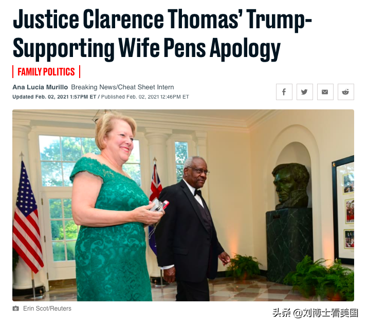 被妻子害惨了？推特上刮起要大法官托马斯辞职风暴！请愿书也来了