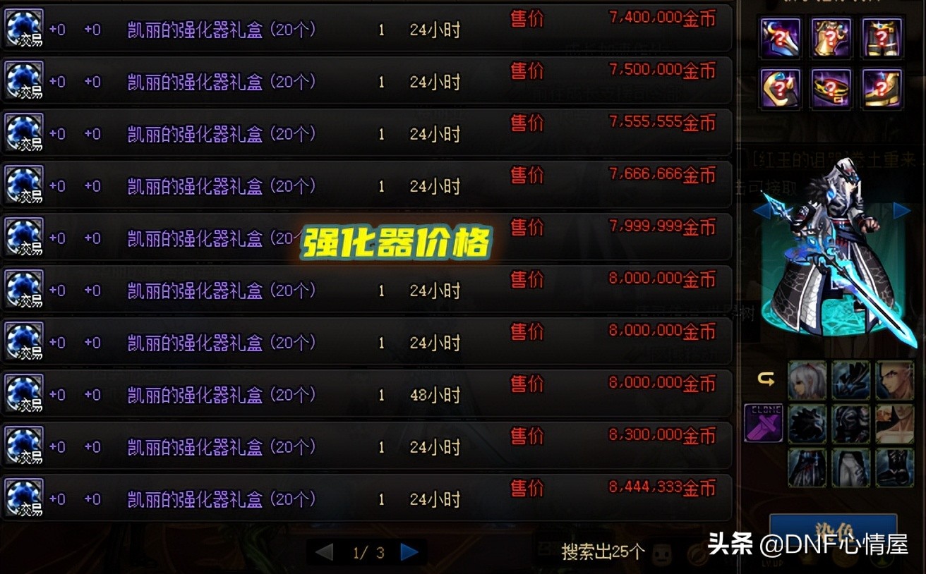 DNF：5.10开服后，新魔盒可交易产物价格一览，武器模具200W金币