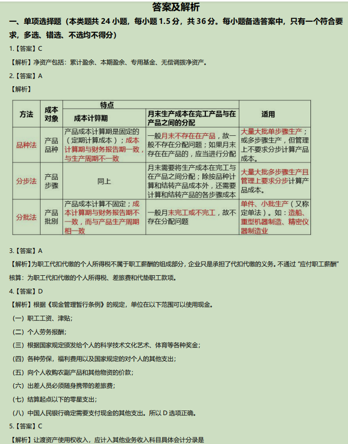 初级会计历年真题试卷和答案下载（2019-2021年）