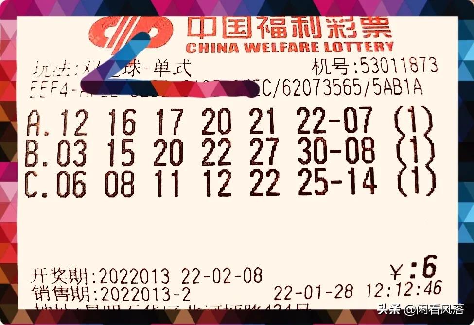 22013期双色球经典杀号依然是12个号码，顺便欣赏六张实票