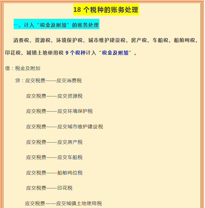 所得税退税会计分录（最新18个税种的账务处理会计分录大全）