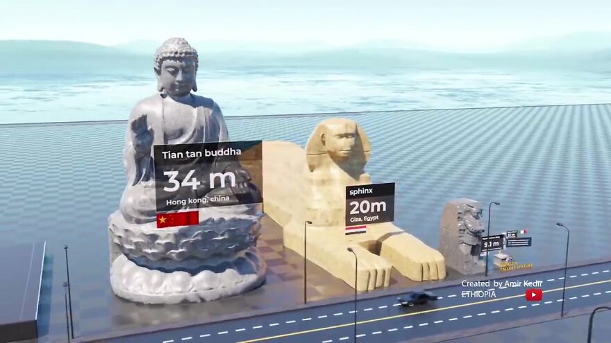 25个世界地标雕像高度对比照，7个在中国，不比不知道一比吓一跳
