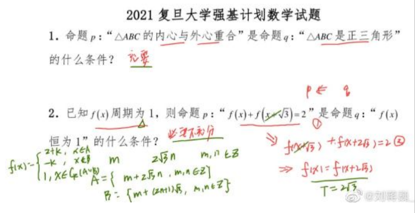 刘蒋巍：复旦大学强基计划数学串讲（2022）