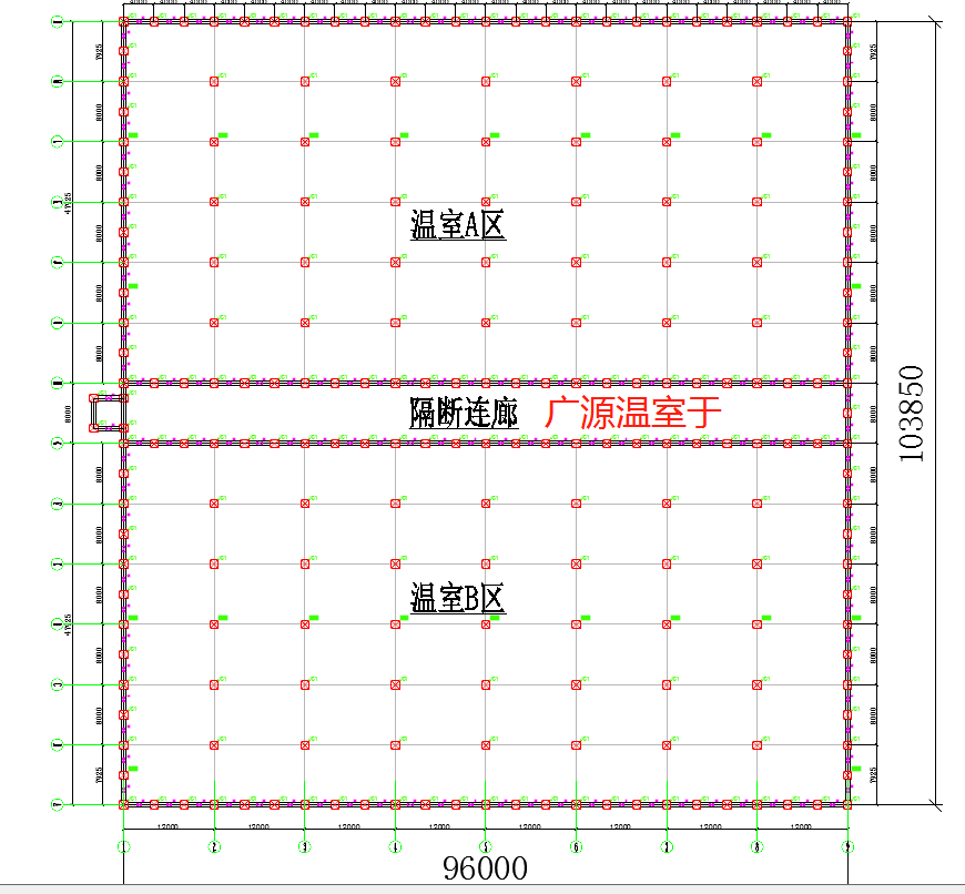 带隔断的玻璃温室大棚图纸分享、玻璃温室设计建造方案