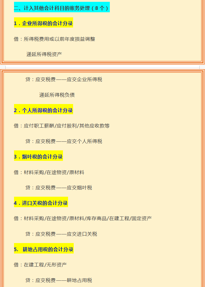 最新18个税种的账务处理会计分录大全，会计人收藏，工作效率高
