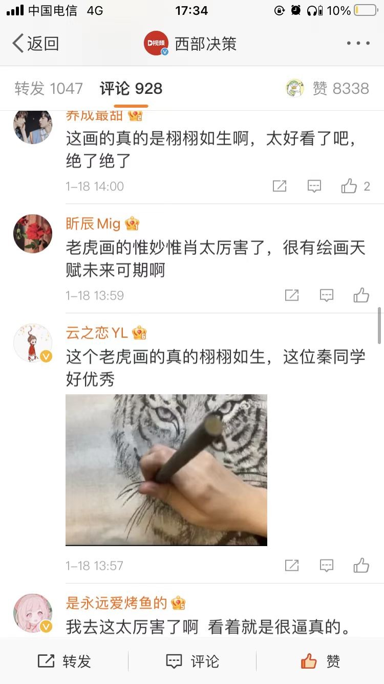 杭州95后女生画虎火遍网络 网友：这虎像活的