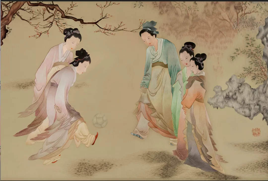 针尖上的奥运，指尖上的拼搏—北京奥运博物馆收藏《仕女蹴鞠图》