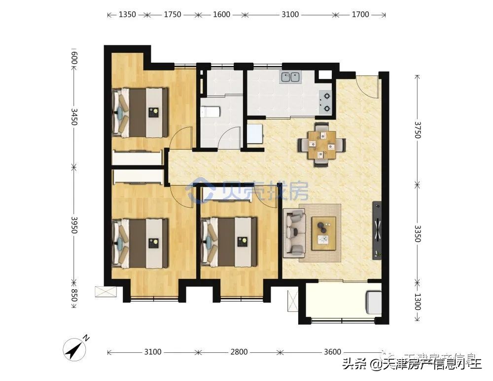 天津市90平米小三室两卫好吗？户型你要这样看，项目你要这么挑