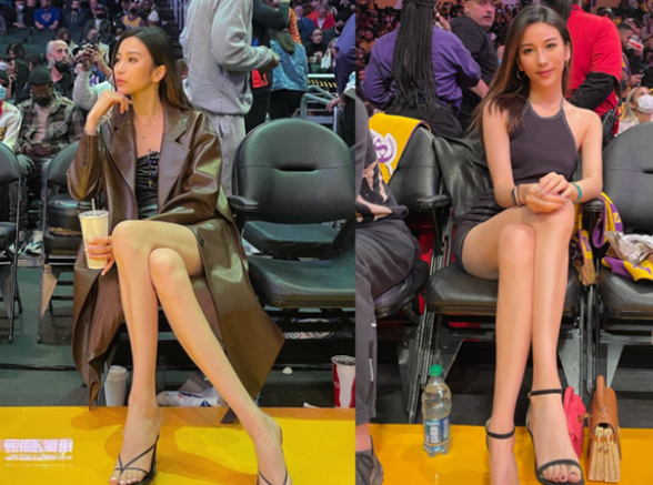 哪些中国女明星去过nba(华裔美女金诗迪现身NBA赛场，穿着休闲气质大方，抢走詹娜风头)