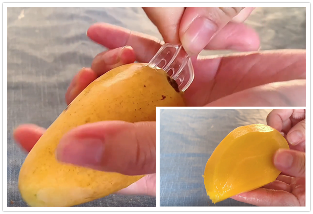 芒果去皮太简单了，教你5个小技巧，不流汁不脏手，轻松剥出果肉