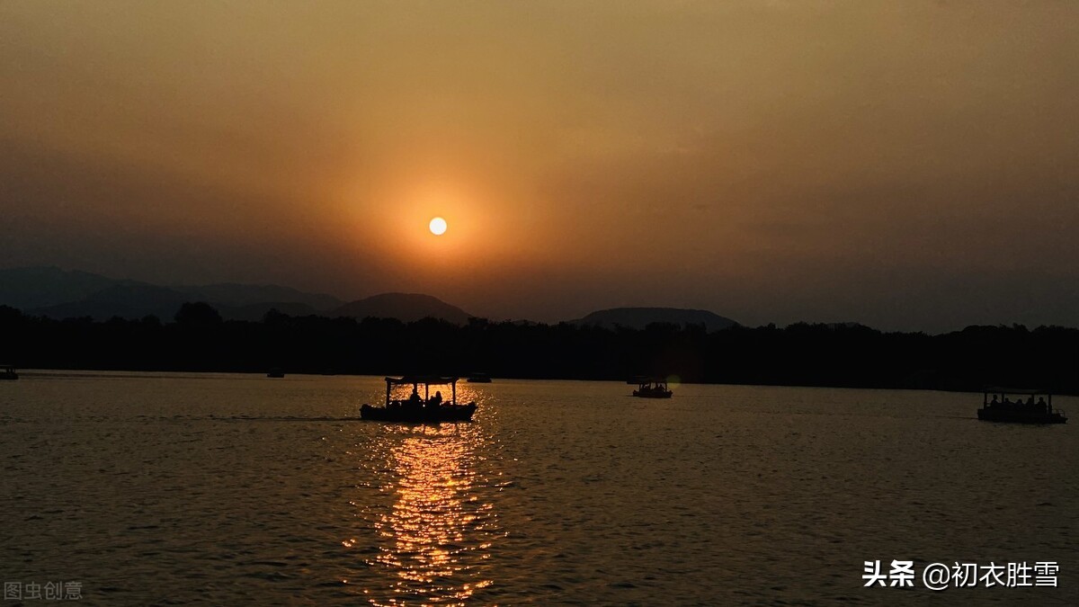 冬天夕阳诗词六首：万峰寒翠里，一点夕阳红