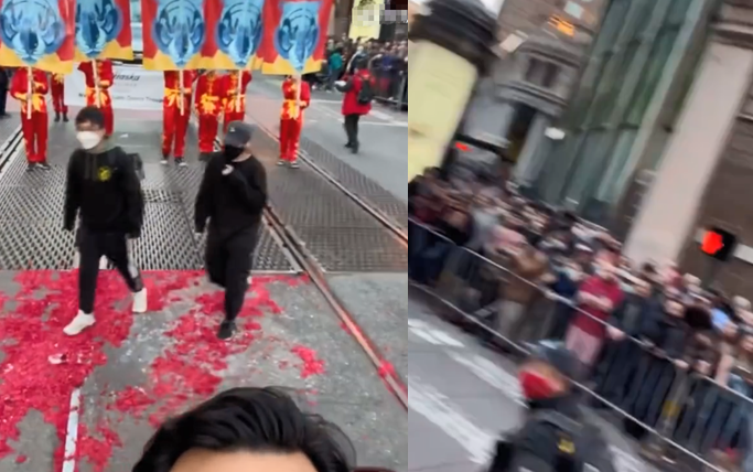 吴彦祖全家参加街头巡游！胸口戴朵大红花，8岁混血女儿五官立体