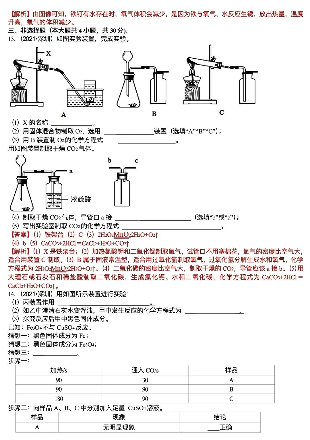 中考化學(xué)：2021年廣東省深圳市中考化學(xué)試題含答案