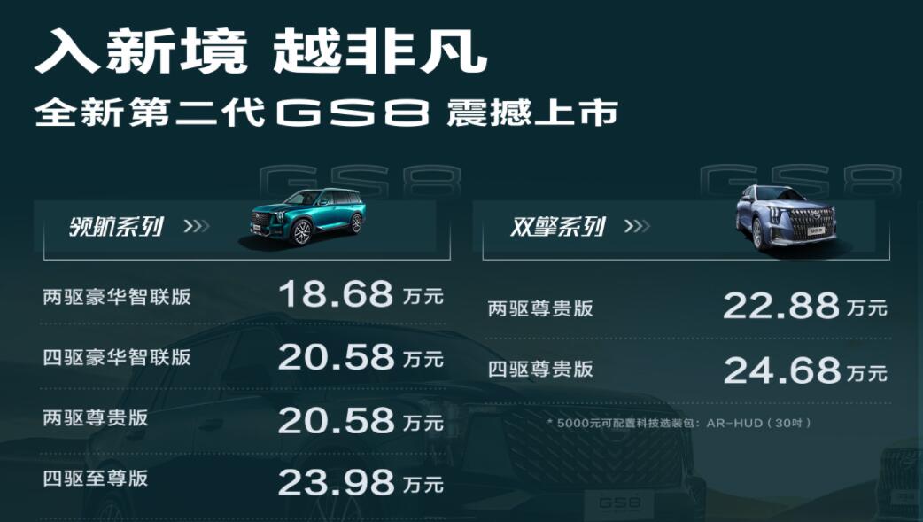 大7座SUV市场强力竞争者，全新一代广汽传祺GS8上市售18.68万元起