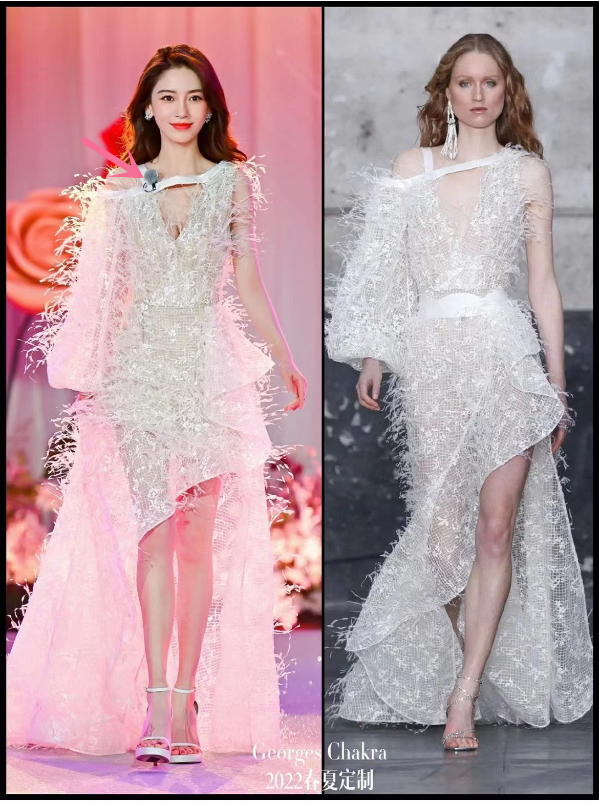 没有红毯也穿高定，baby百元耳环配高定，赵丽颖礼服不服帖靠修图