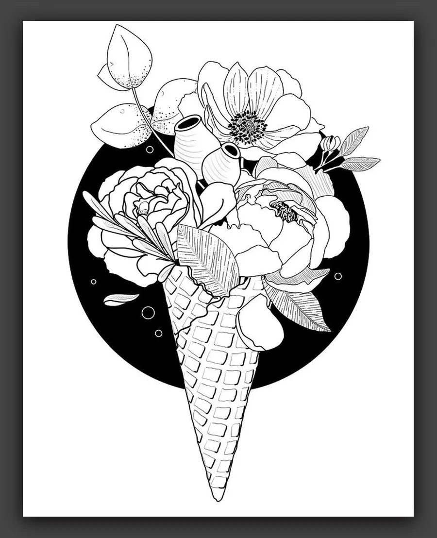 手绘|黑与白的运用,她笔下的装饰图案,实在太迷人了