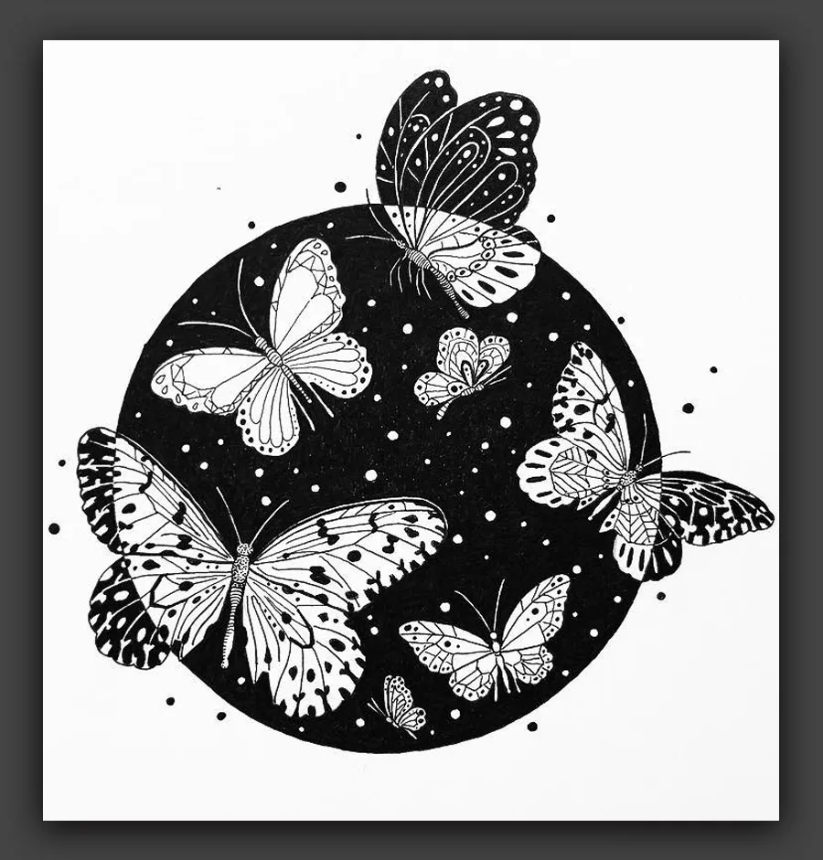 手绘|黑与白的运用,她笔下的装饰图案,实在太迷人了