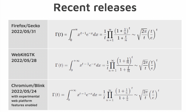 Chrome 正式支持 MathML，默认在 Chromium Dev 105 中启用